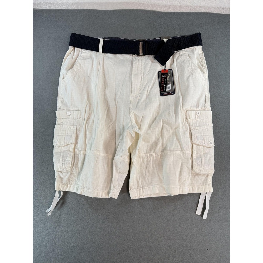 Beverly Hills Polo Club Shorts Mens 42 White Cargo Stretch Relaxed 11 Inseam NWT